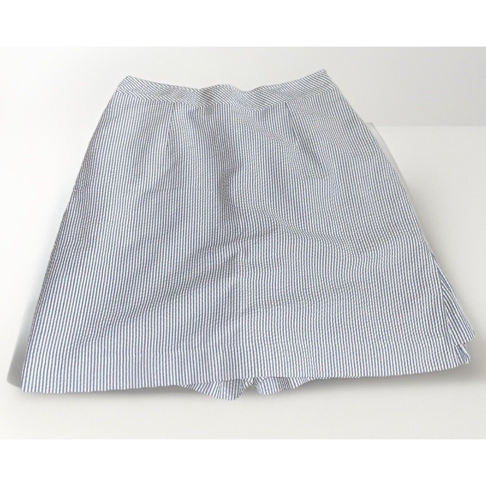 To A Tee Size 10 Seersucker Skort Blue White Stripe Golf Walking Shorts